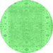 Round Oriental Emerald Green Traditional Rug, tr1560emgrn
