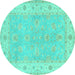 Round Oriental Turquoise Traditional Rug, tr1560turq