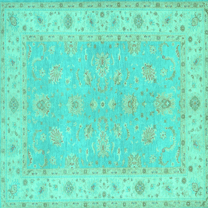 Square Machine Washable Oriental Turquoise Traditional Area Rugs, wshtr1560turq