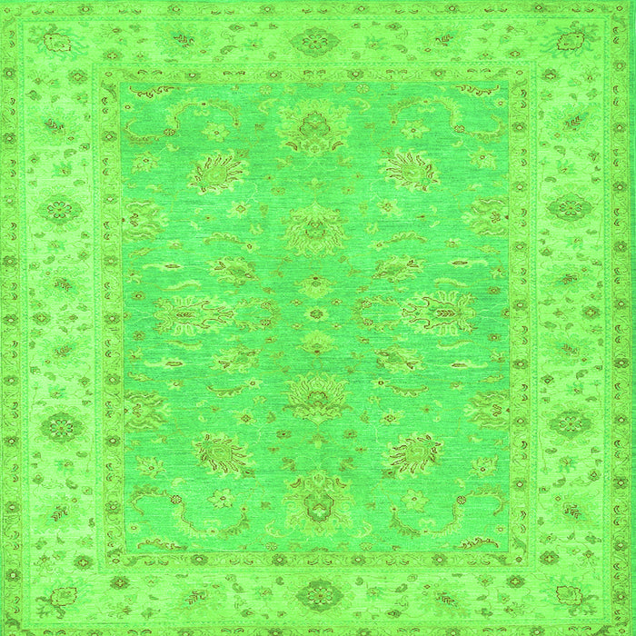 Round Machine Washable Oriental Green Traditional Area Rugs, wshtr1560grn