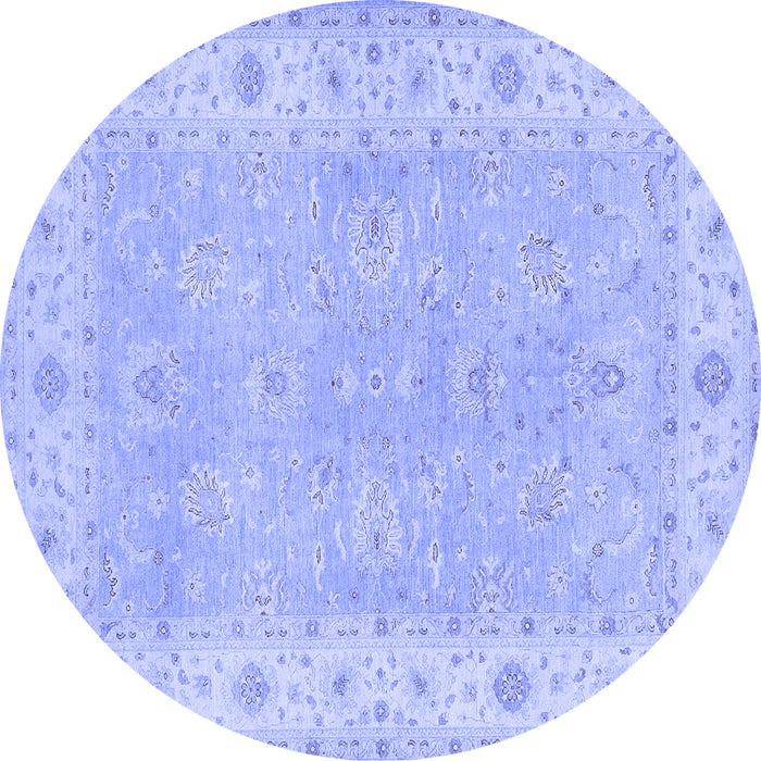 Round Oriental Blue Traditional Rug, tr1560blu