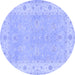 Round Oriental Blue Traditional Rug, tr1560blu