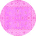 Round Machine Washable Oriental Pink Traditional Rug, wshtr1560pnk