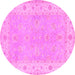 Round Oriental Pink Traditional Rug, tr1560pnk