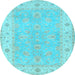Round Oriental Light Blue Traditional Rug, tr1560lblu