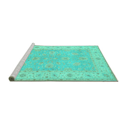Sideview of Machine Washable Oriental Turquoise Traditional Area Rugs, wshtr1560turq