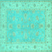 Square Oriental Turquoise Traditional Rug, tr1560turq