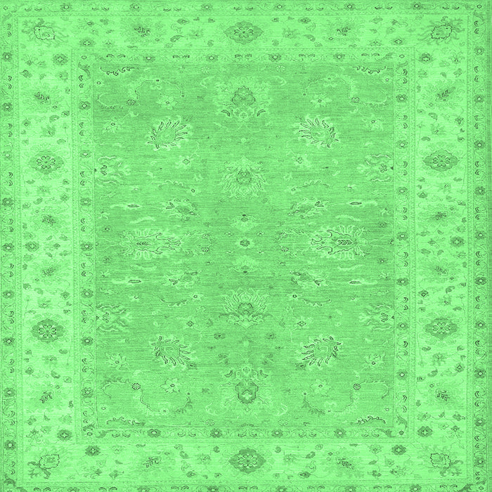 Square Oriental Emerald Green Traditional Rug, tr1560emgrn