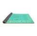 Sideview of Oriental Turquoise Traditional Rug, tr1560turq