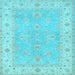 Square Machine Washable Oriental Light Blue Traditional Rug, wshtr1560lblu