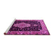 Sideview of Machine Washable Medallion Pink Traditional Rug, wshtr1561pnk