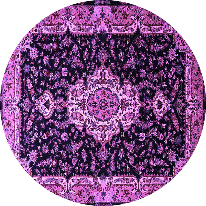 Round Medallion Purple Traditional Rug, tr1561pur