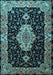 Machine Washable Medallion Light Blue Traditional Rug, wshtr1561lblu