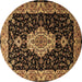 Round Medallion Brown Traditional Rug, tr1561brn