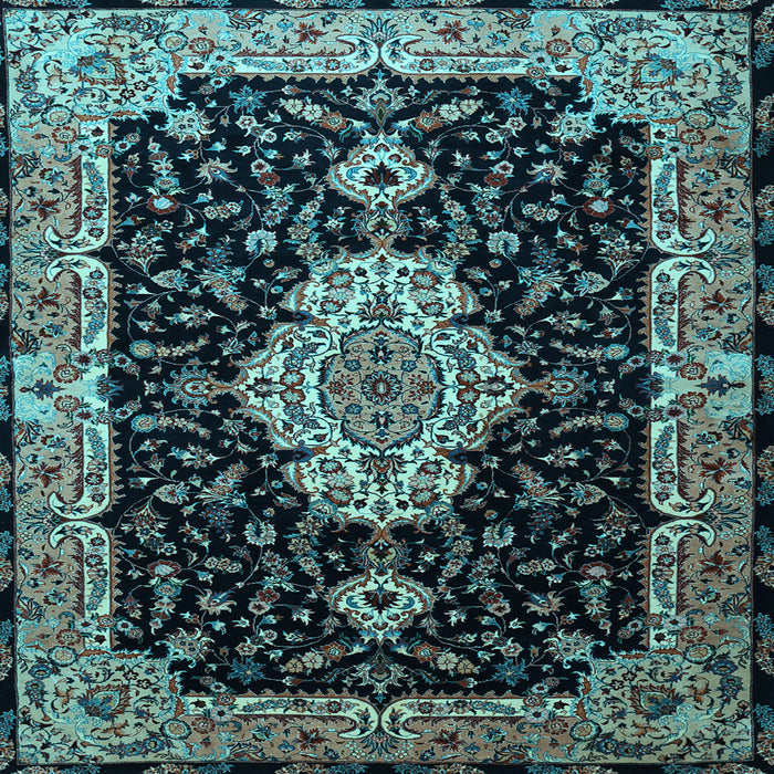 Square Medallion Light Blue Traditional Rug, tr1561lblu