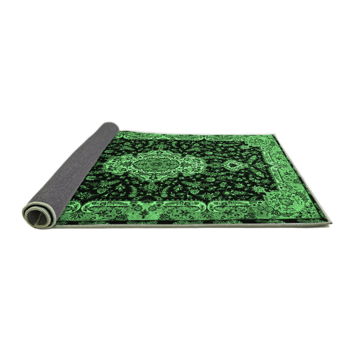Sideview of Medallion Emerald Green Traditional Rug, tr1561emgrn