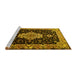 Sideview of Machine Washable Medallion Yellow Traditional Rug, wshtr1561yw