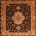 Serging Thickness of Medallion Orange Traditional Rug, tr1561org