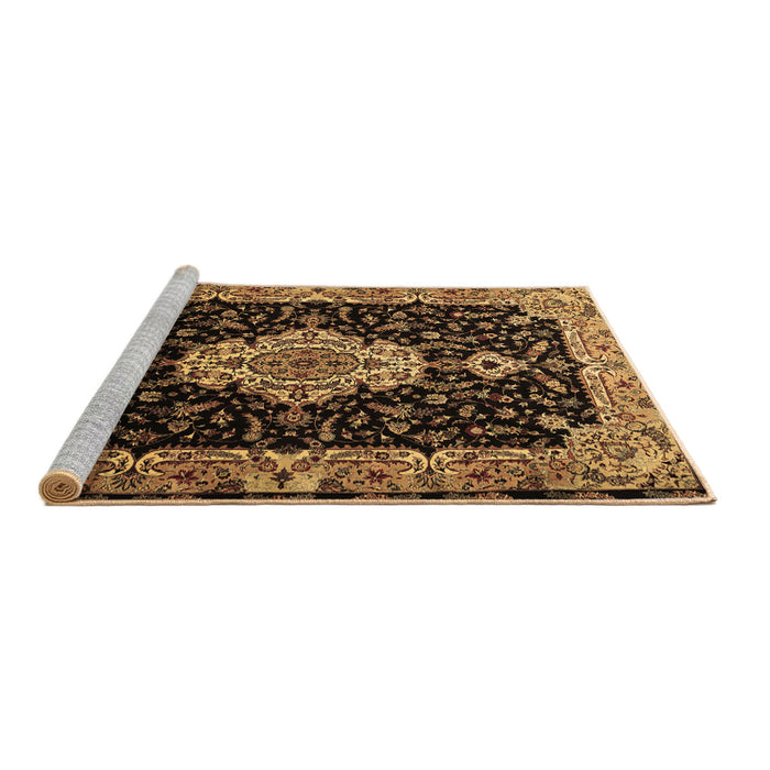 Sideview of Machine Washable Medallion Brown Traditional Rug, wshtr1561brn