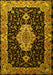 Machine Washable Medallion Yellow Traditional Rug, wshtr1561yw