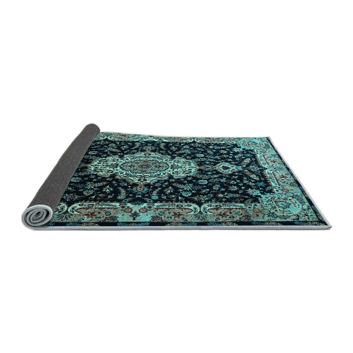Sideview of Medallion Light Blue Traditional Rug, tr1561lblu