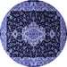 Round Medallion Blue Traditional Rug, tr1561blu