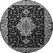 Machine Washable Medallion Gray Traditional Rug, wshtr1561gry