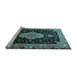 Sideview of Machine Washable Medallion Light Blue Traditional Rug, wshtr1561lblu