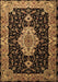 Machine Washable Medallion Brown Traditional Rug, wshtr1561brn