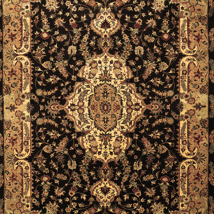 Machine Washable Medallion Brown Traditional Rug, wshtr1561brn