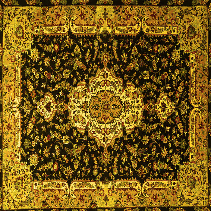 Square Medallion Yellow Traditional Rug, tr1561yw