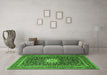 Machine Washable Medallion Green Traditional Area Rugs in a Living Room,, wshtr1562grn