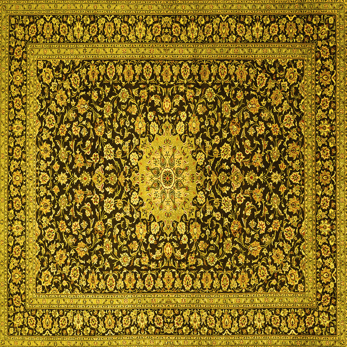 Square Medallion Yellow Traditional Rug, tr1562yw