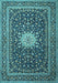 Machine Washable Medallion Light Blue Traditional Rug, wshtr1562lblu