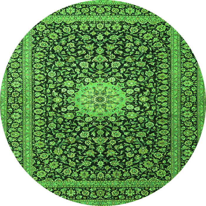 Square Medallion Green Traditional Rug, tr1562grn