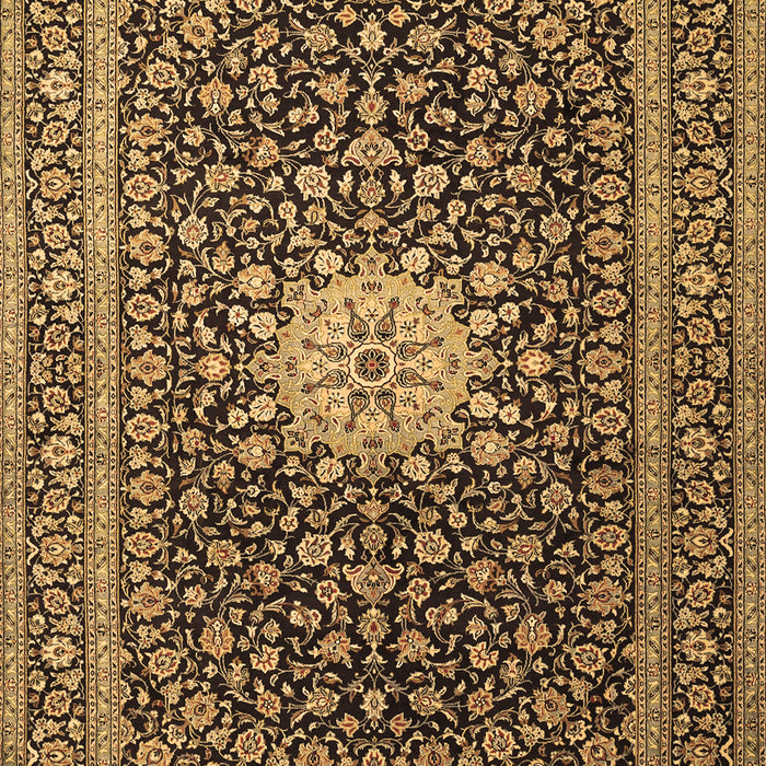 Machine Washable Medallion Brown Traditional Rug, wshtr1562brn