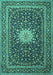 Machine Washable Medallion Turquoise Traditional Area Rugs, wshtr1562turq