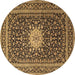 Round Medallion Brown Traditional Rug, tr1562brn