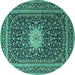 Round Medallion Turquoise Traditional Rug, tr1562turq