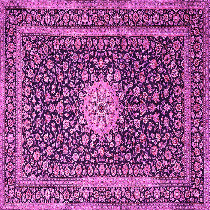 Square Machine Washable Medallion Pink Traditional Rug, wshtr1562pnk