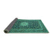 Sideview of Medallion Turquoise Traditional Rug, tr1562turq