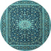 Round Medallion Light Blue Traditional Rug, tr1562lblu