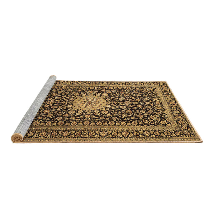 Sideview of Machine Washable Medallion Brown Traditional Rug, wshtr1562brn