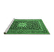 Sideview of Machine Washable Medallion Emerald Green Traditional Area Rugs, wshtr1562emgrn