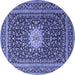 Round Medallion Blue Traditional Rug, tr1562blu