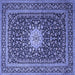 Square Medallion Blue Traditional Rug, tr1562blu