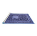 Sideview of Machine Washable Medallion Blue Traditional Rug, wshtr1562blu