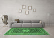 Machine Washable Medallion Emerald Green Traditional Area Rugs in a Living Room,, wshtr1562emgrn