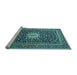 Sideview of Machine Washable Medallion Light Blue Traditional Rug, wshtr1562lblu