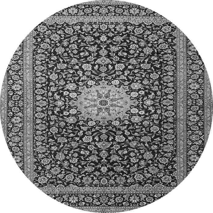 Machine Washable Medallion Gray Traditional Rug, wshtr1562gry